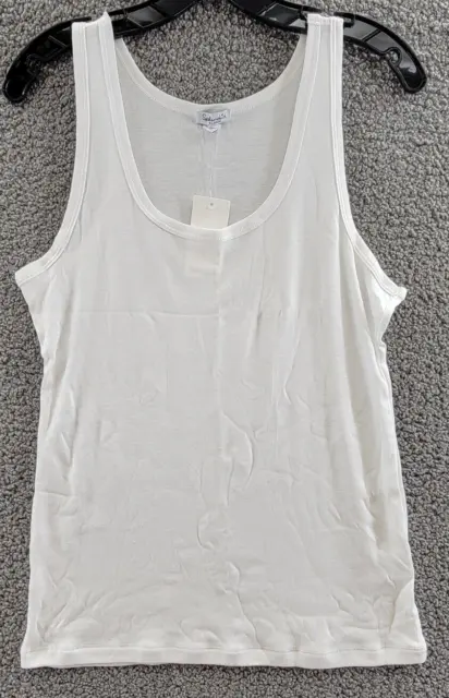 Splendid 1x1 Ribbed Tank Women's XL White Scoop Neck Sleeveless Pullover Style