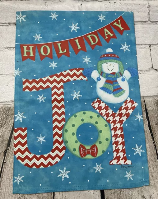 Bandera de Navidad azul ""Joy"" con muñeco de nieve jardín 18"" X 12"" cepa Deb