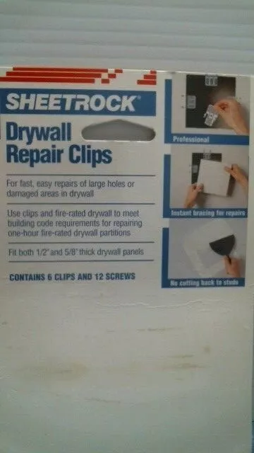 Sheet Rock Drywall Repair Clips  6 Clips, 1 Pack of screws  (00503)  FS