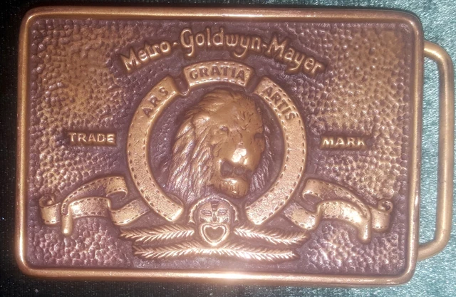 METRO GOLDWYN MAYER Vintage Solid Brass Belt Buckle MGM  display picture 2