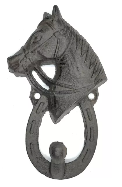 Horse Horseshoe Key Coat Tack Hook Western Rustic Cast Iron
