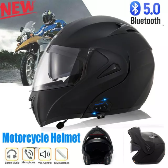 Motorcycle Bluetooth Helmet Full Face Dual Visor Moto Modular Flip Up Helmets