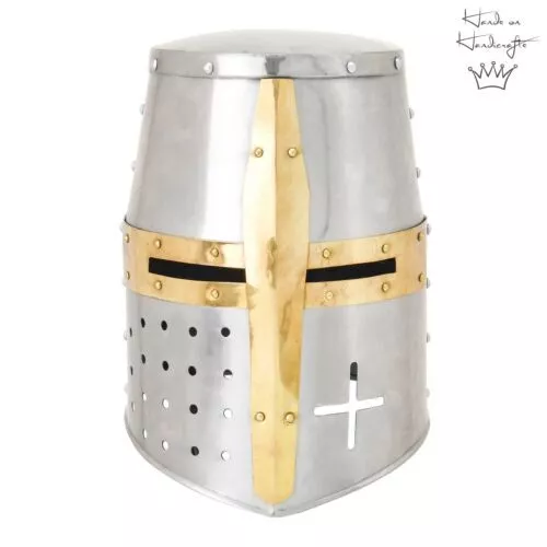 Medieval Knight Armor Crusader Templar X-Mark Steel  Cross Helmet LARP Replica 2