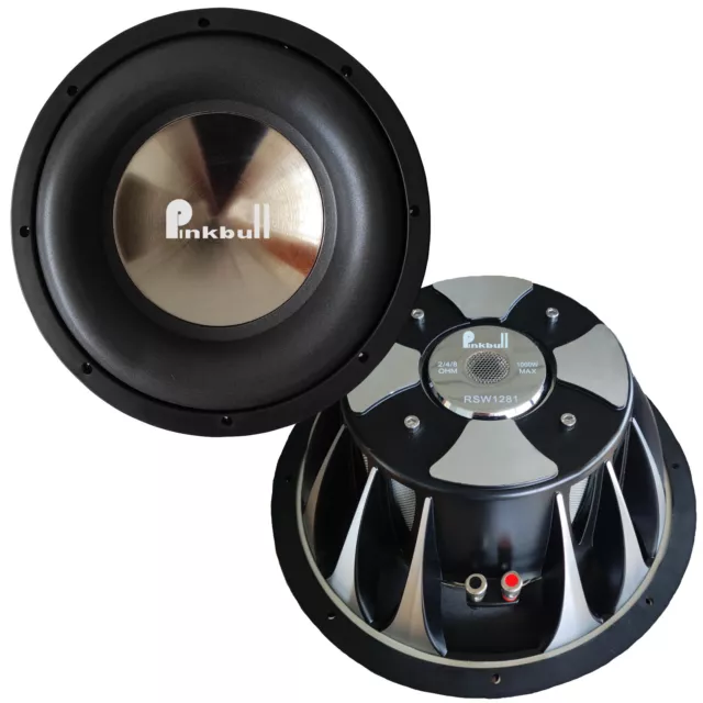 Pinkbull 1000 Watt 12" Auto Car Subwoofer Woofer RSW1281, schwarz (Stück)