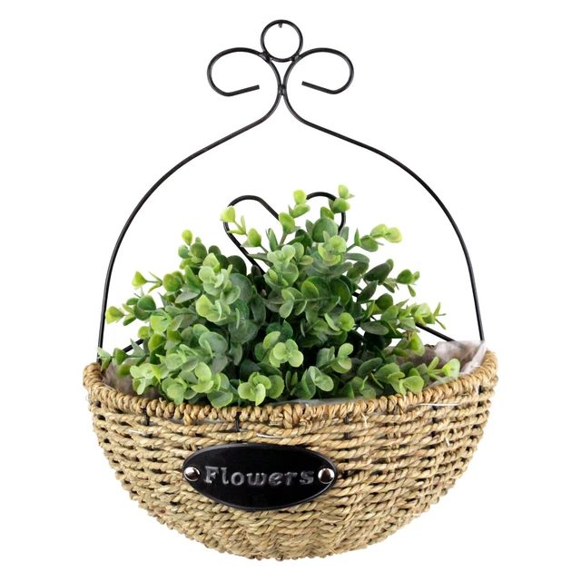 Hängender Wandblumentopf 28x17x36cm Natur/Schwarz