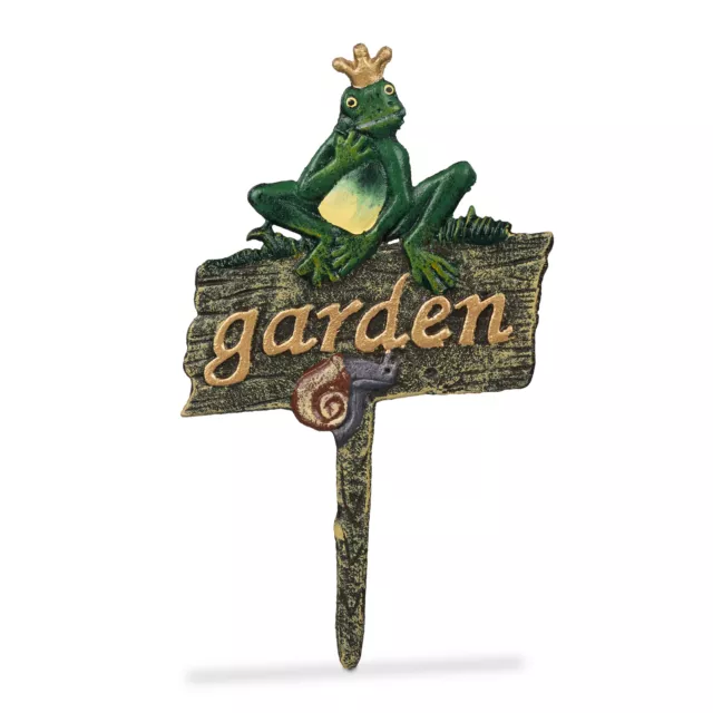 Letrero «Garden» Cartel de jardín rey rana Letrero césped con estaca hierro