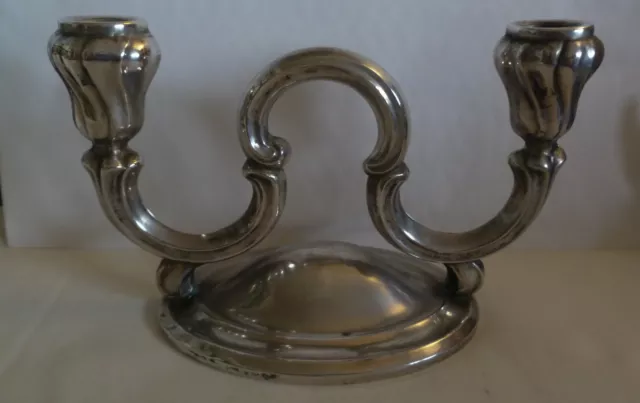 OLD  GERMAN 835 SILVER DOUBLE CANDLE HOLDER BY GEBRUDER KUHN GERMANY - 162 grams