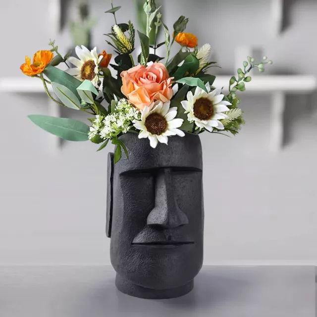 Easter Island Head Moai Statue Flower Vase Face Pots Head Shaped Decor Crafte... 3