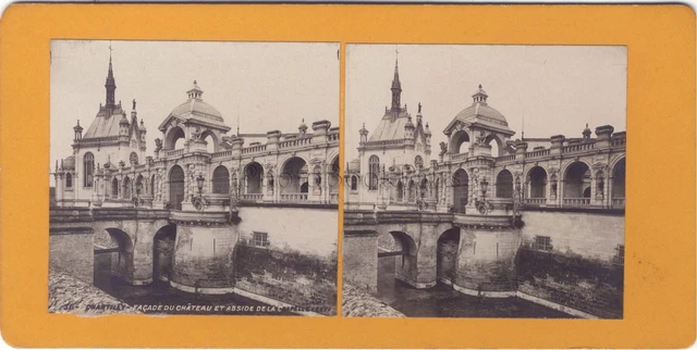 CHÂTEAU DE CHANTILLY Façade Photo STEREO France Vintage Argentique