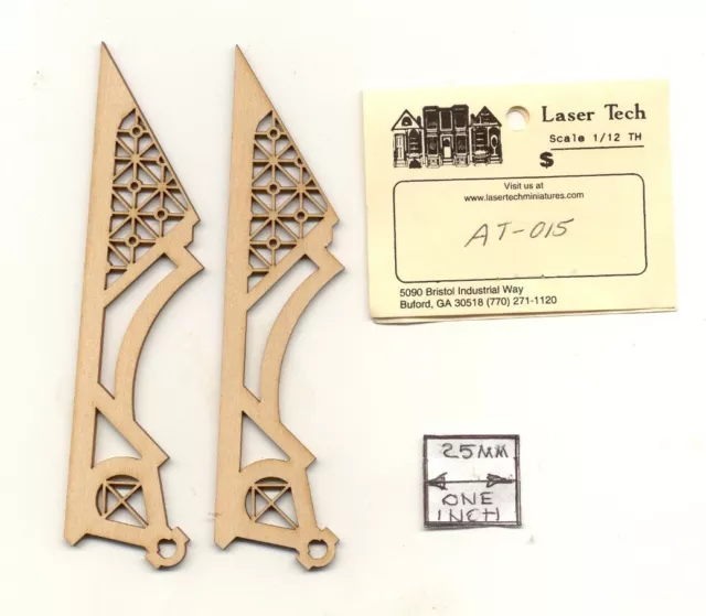 Apex Trim 16/12 pitch - Victorian  LT015 wood 1/12 scale dollhouse miniature 1pr