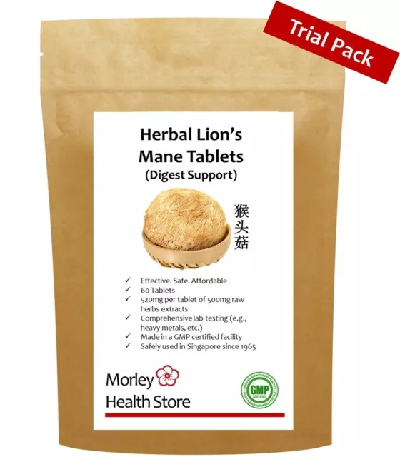 Herbal Lion’s Mane 60 Tablets IBS Gastric Ulcer Gastritis Stomach Bowel Pain