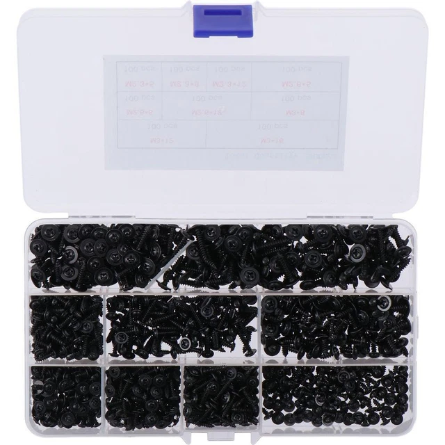 900pcs Caron Steel Self Tapping Screws 9 Sizes Pan Head Screw  Furniture