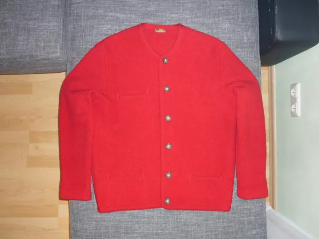 FORESTA-Herren Trachten Jacke Janker Walkjacke 100% Schurwolle Rot Gr.54/56 TOP