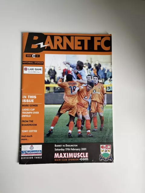 RARE BARNET v DARLINGTON FOOTBALL PROGRAMME