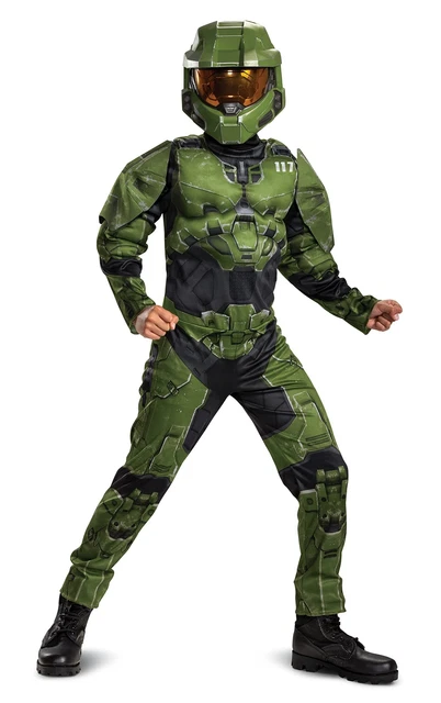 Halo Infinite Master Chief Costume, Kids Size Muscle Padded Video Game Inspir...