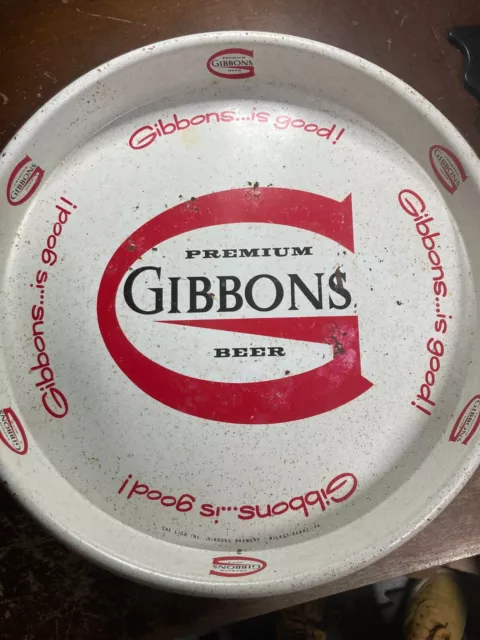 Gibbons Premium Beer Serving Tray The Lion Inc Gibbons Brewery Wilkes-Barre Pa!