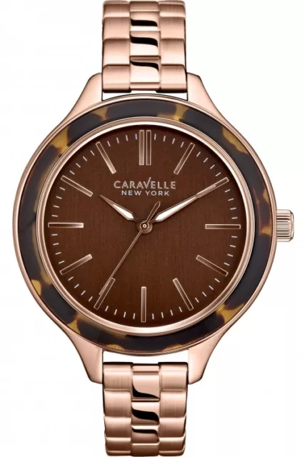 Caravelle New York by Bulova 44L128 Womens Analog Brown Dial Quartz Watch