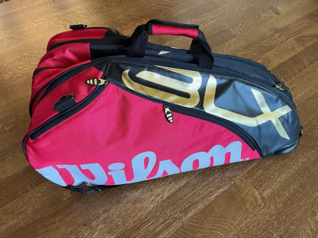Wilson BLX Team Roger Federer Super 6 Pack Bag, Red, Black, Gold, Backpack also