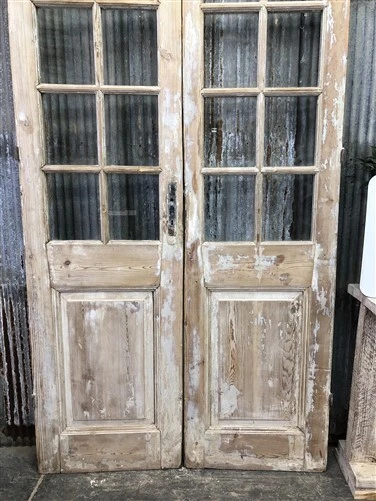 Antique French Double Doors (46x84) 8 Pane Glass European Doors G72 9