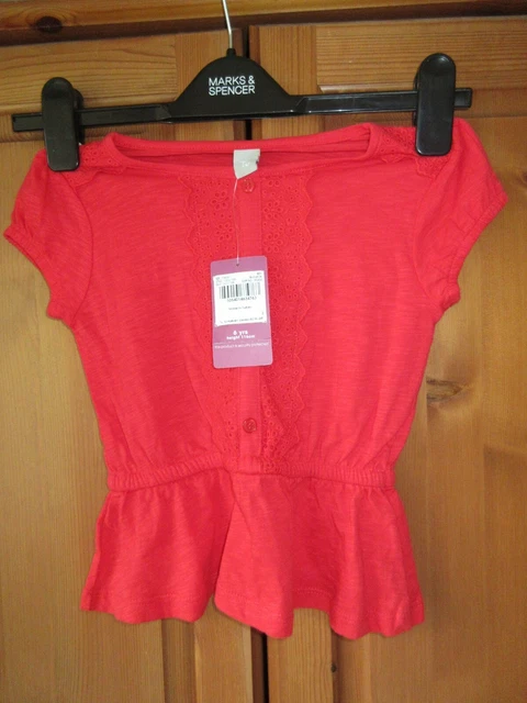2 x Girls Summer tops Ladybird white floral & BNWT Tu Red top Size 4, 5, 6 Yrs