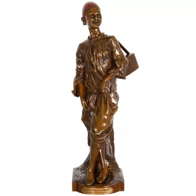 French Orientalist Bronze Sculpture “Arab Shoeshine” after Edouard Drouot