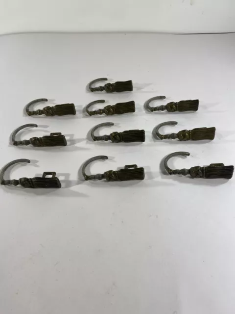 Vintage Lot 10 Brass Curtain tie backs pullbacks Tassels Hooks
