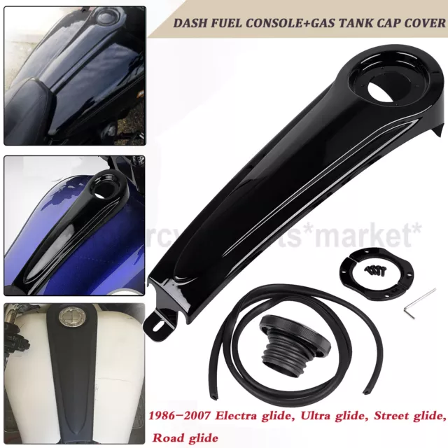 Dash Fuel Console+Gas Tank Cap Cover Fit For Harley Touring 86-07 FLHTC FLHTCU