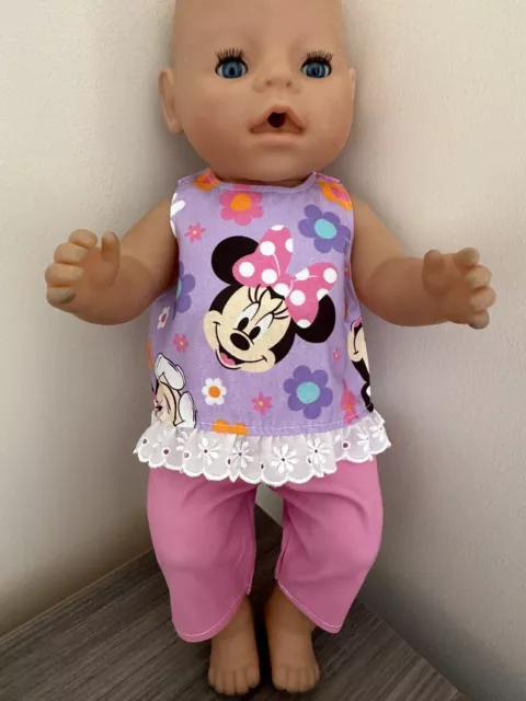 Dolls clothes made to fit 43cm Baby Born Dolls (size Med).  2 Piece Set