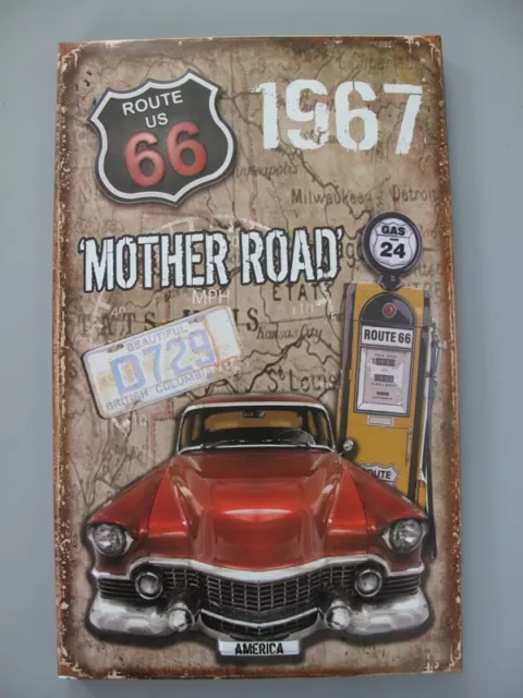 Blechschild "Route 66" USA Motherroad Highway Diner Bar Werkstatt 40x25cm Neu