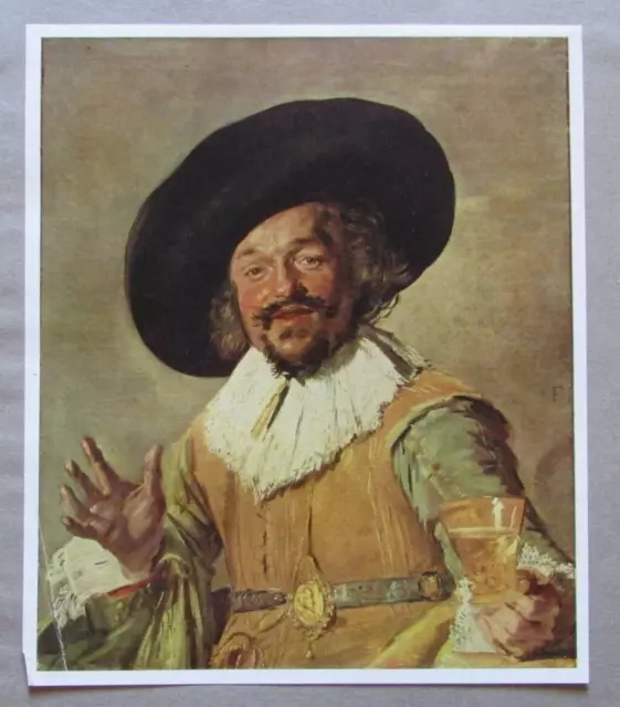 Der lustige Zecher von Frans Hals - Alter Druck 1920 Farbdruck Bild Old Print