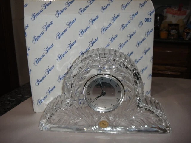 Vintage Princess House Lead Crystal Mantel Clock In Original Box - Working!