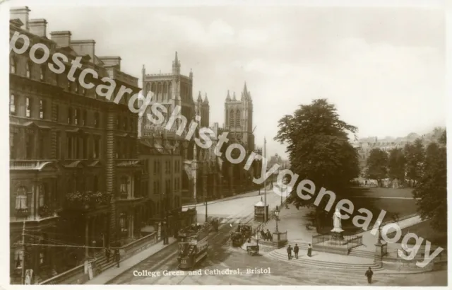 Vintage Bristol Postkarte, College Green und Kathedrale, Wollstein Bros
