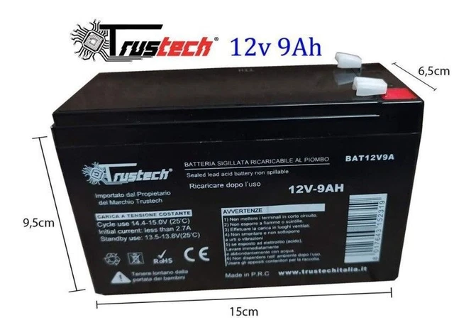 Batteria Al Piocco Yuasa NP2.1-12 - 12V 2.1Ah, Sigillata E Senza Manutenzione, Per UPS E Allarmi