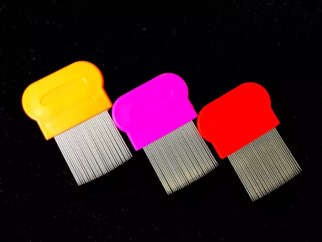 3X Peine Para Sacar Piojos Y Liendres Dientes Acero Inoxidable Tratamiento USA
