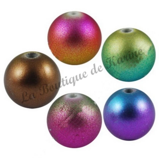 LOT DE 40 PERLES RONDES ACRYLIQUES BICOLORES 8 mm CREATION BIJOUX