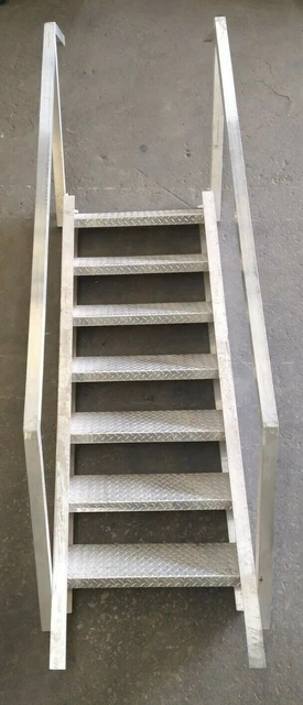 55" Prefab Cast Aluminum And Diamondplate 7-Step Stairs 55" Prefab Cast Aluminum And Diamondplate 7-Step Stairs