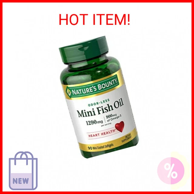Nature’s Bounty Mini Fish Oil Softgels 1290 mg, Omega-3, Supports Heart Health,