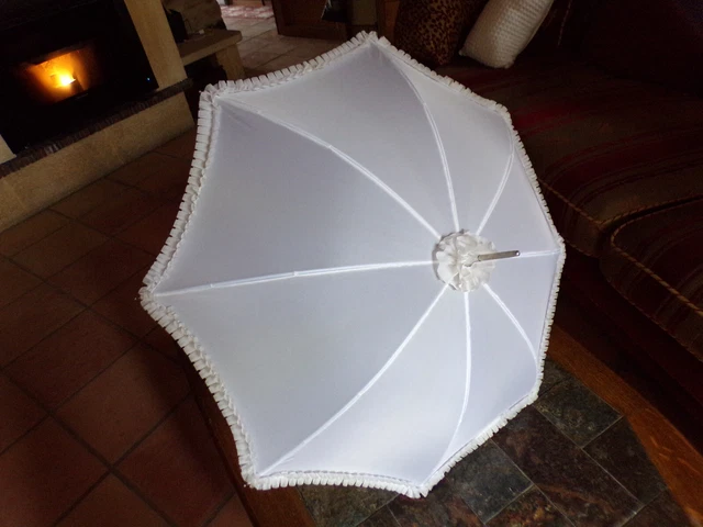 Ombrelle De Mariage Victorienne Dentelle Blanche – 80 Cm, Broderie Élégante, Parfait Pour Mariée & Photos