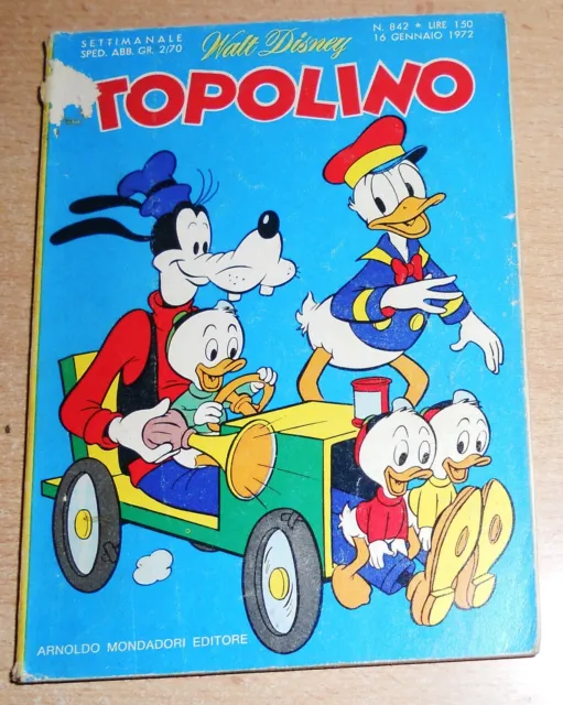 Ed.mondadori  Serie  Topolino   N°  842  1972   Originale  !!!!!