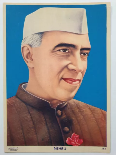 India Vintage 60's Politica Stampa Jawaharlal Nehru 7in x 9.7