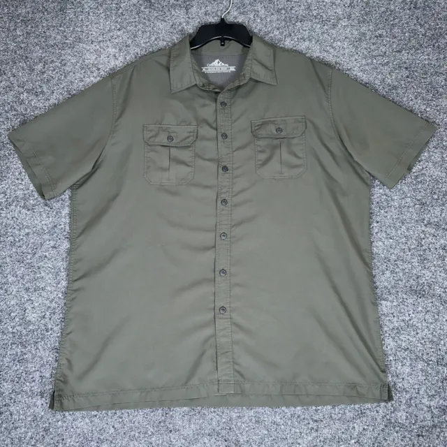 Croft & Barrow Shirt Mens XL Green Quick Dry Solid Short Sleeve Button Up Adult