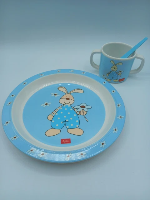 Vajilla para niños Sigikid conejo plato de melamina taza cuchara