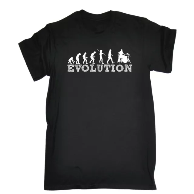 T-shirt da uomo Evolution Drummer compleanno batteria regalo rock n roll