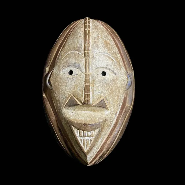 Maschera africana tribale intagliata a mano da appendere a parete arte Igbo...