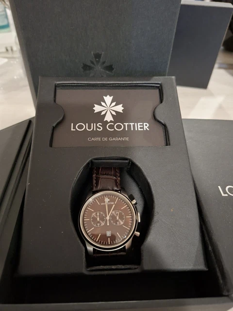 Montre LOUIS COTTIER TRADITION - Cadran Noir, Bracelet Cuir Papillon - Automatique