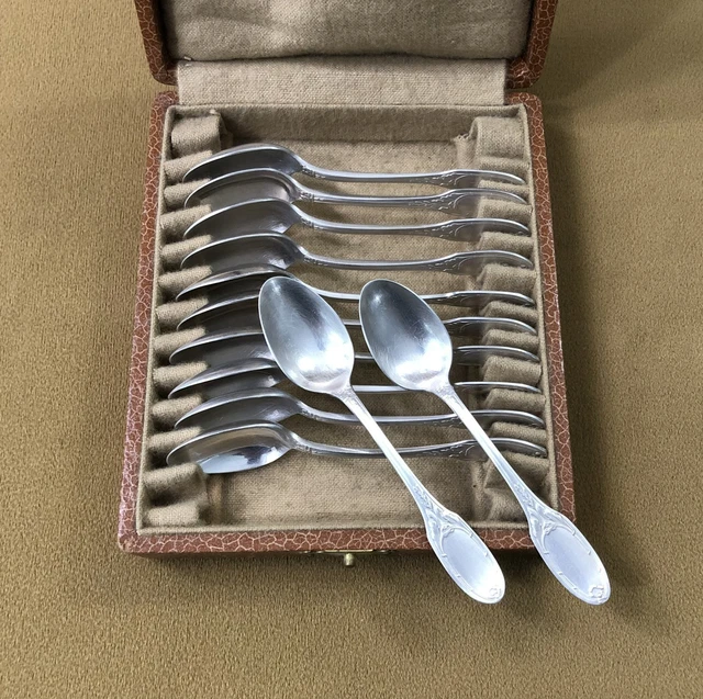 11 Cuillères à Café Moka Christofle – Modèle ALBI Métal Argenté – 10 Cm, Coffret Inclus