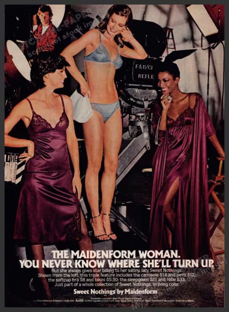 Maidenform Fashion Secrets Lacy Bras Brunette 1980s Print