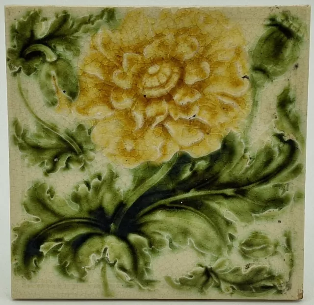 Antique Fireplace Tile Minton Moulded Tile With Intaglio Back C1900 AE1