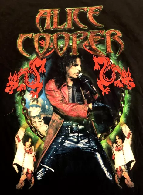 ALICE COOPER Tour 2002 Dragontown Spring Ford Touch Gold Vintage Black T-shirt X