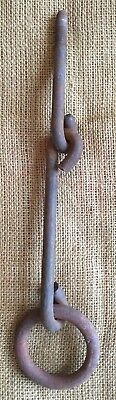 Old Vtg Antique Hand Forged Iron Tack Hook Hitching Ring Hanger Farm Hardware 2